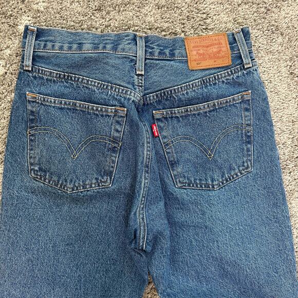 Levi's High Rise Button Fly Jeans in Deep Blue - Picture 8 of 10